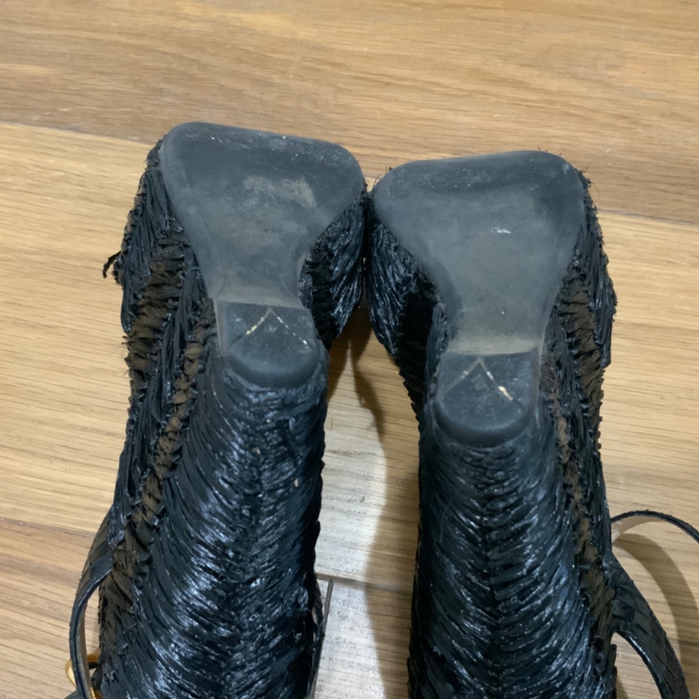 Authentic PRADA Black Raffia Wedges - Picture 9 of 10